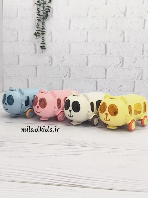 قمقمه فانتزی بچه گانه مینی بوسی طرح پاندا رنگهای آبی صورتی سفید و زرد