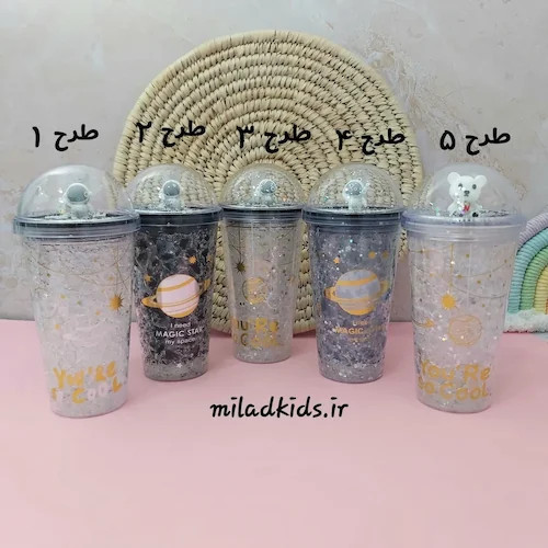 ماگ اسموتی دو جداره چراغدار ژل دار طرح فضایی