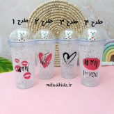 ماگ اسموتی دو جداره ژل دار چراغ دار طرح لاو