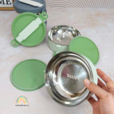 استیل 304 لانچ باکس گرد دوطبقه