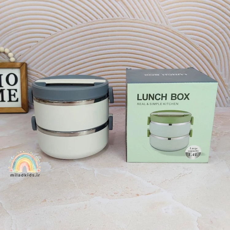 ظرف غذا بچگانه استیل دوطبقه با جعبه