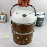 دسته مدل عینکی لانچ باکس دوطبقه داخل استیل بچگانه طرح خرس