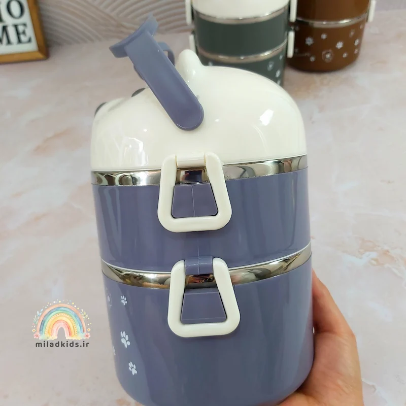 قفل های ظرف غذای کودک دوطبقه استیل با عینک دسته شو