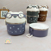 ظرف غذا پلاستیکی داخل استیل دوطبقه قابل استفاده به صورت یک طبقه