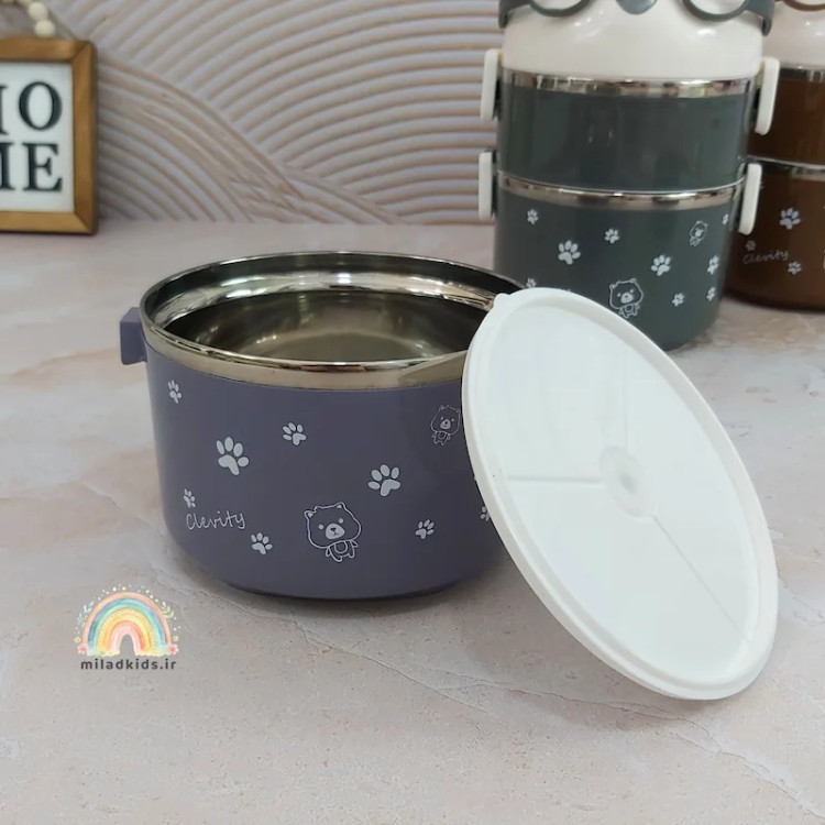 طبقه پایین ظرف غذا مدل دوطبقه استیل رنگ ارغوانی