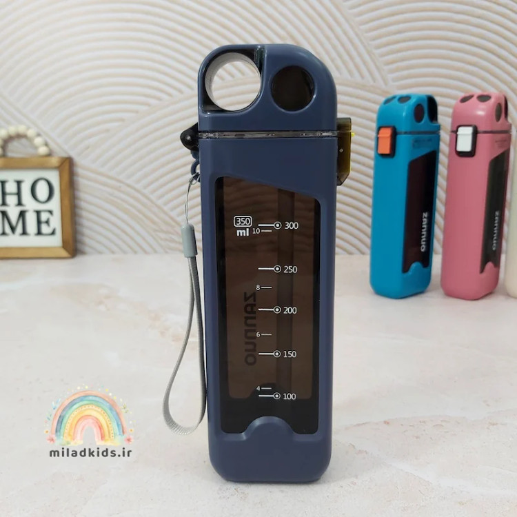 خرید قمقمه ورزشی نی دار 0.35 لیتری با بند مچی پارچه ای