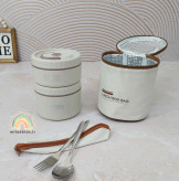 کیف عایق حرارت لانچ باکس دو تیکه داخل استیل بدنه ماکروفری و قاشق چنگال