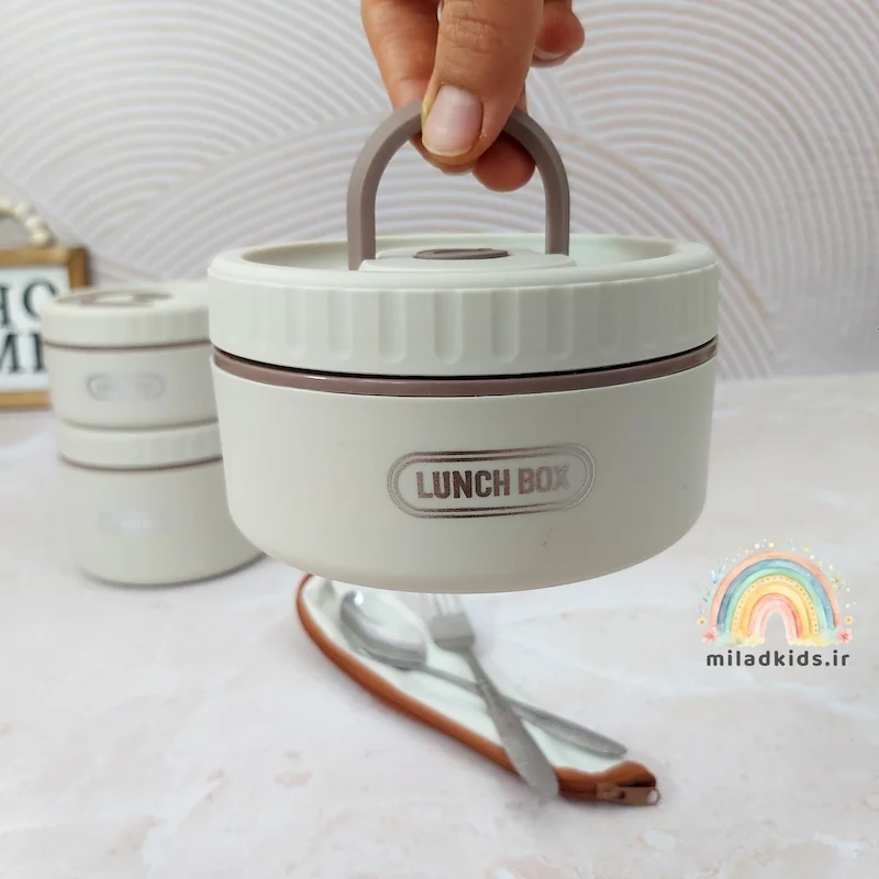 درب دسته دار و دارای سوپاپ بخار لانچ باکس داخل استیل برند لانچ باکس