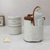 محفظه مخصوص قاشق چنگال ظرف غذا دوتایی داخل استیل بدنه ماکروفری