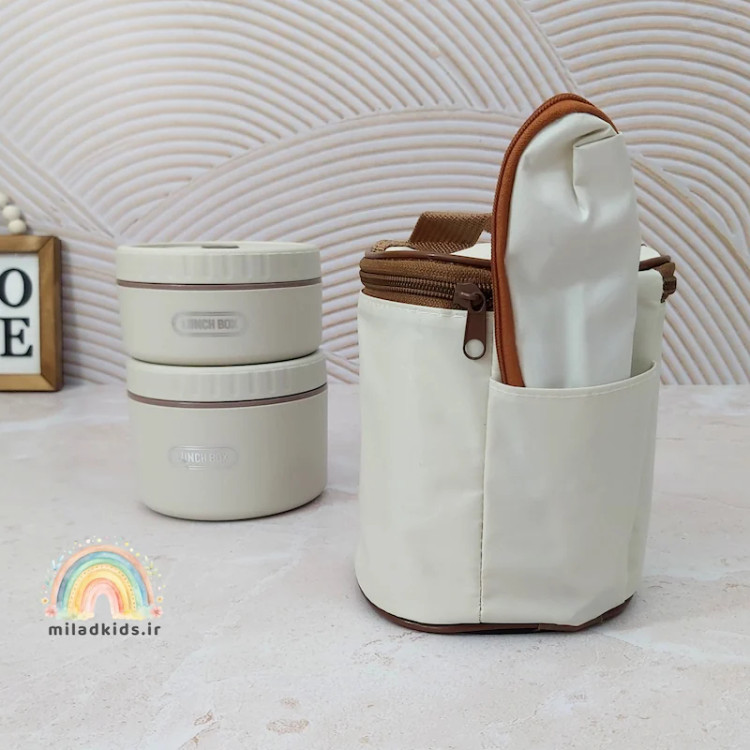 محفظه مخصوص قاشق چنگال ظرف غذا دوتایی داخل استیل بدنه ماکروفری