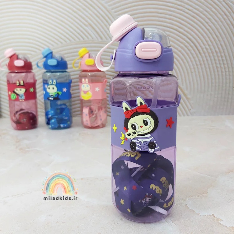 قمقمه فانتزی لبوبو رنگ بنفش دو حالته نی نوش و آسان نوش