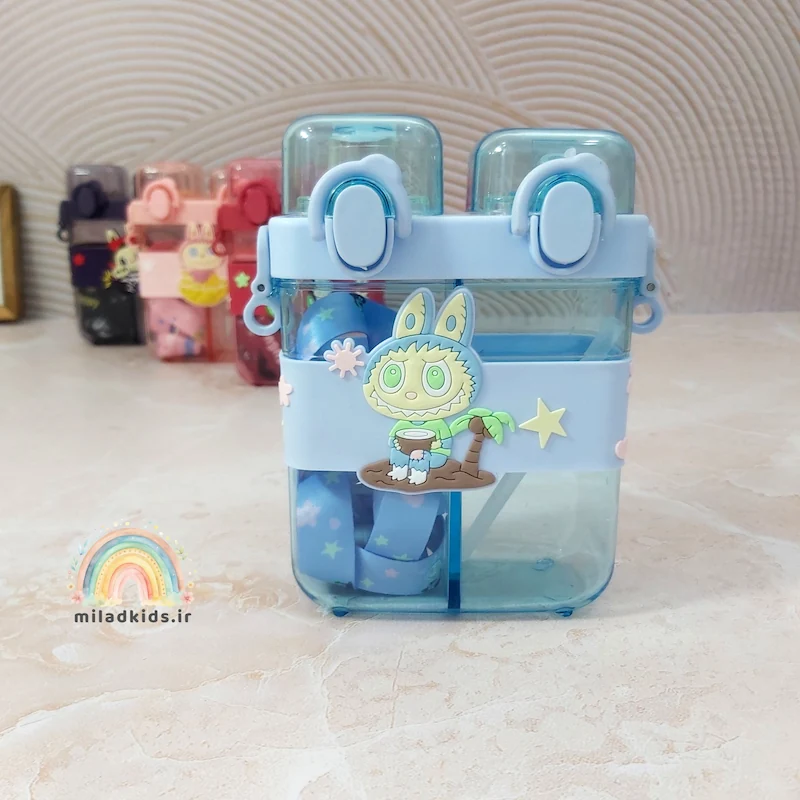 قمقمه دوتایی لبوبو نی دار و آسان نوش رنگ آبی