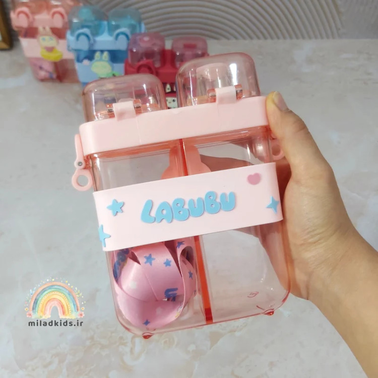 طرح پشت قمقمه لبوبو نی دار و آسان نوش دار رنگ صورتی