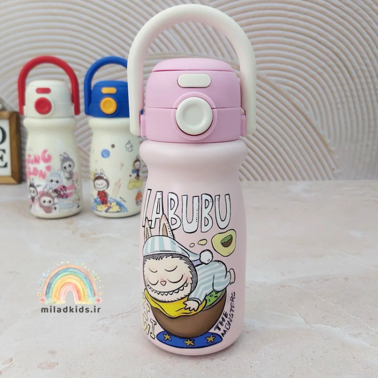 تراول ماگ صورتی لبوبو نی دار و آسان نوش استیل 316